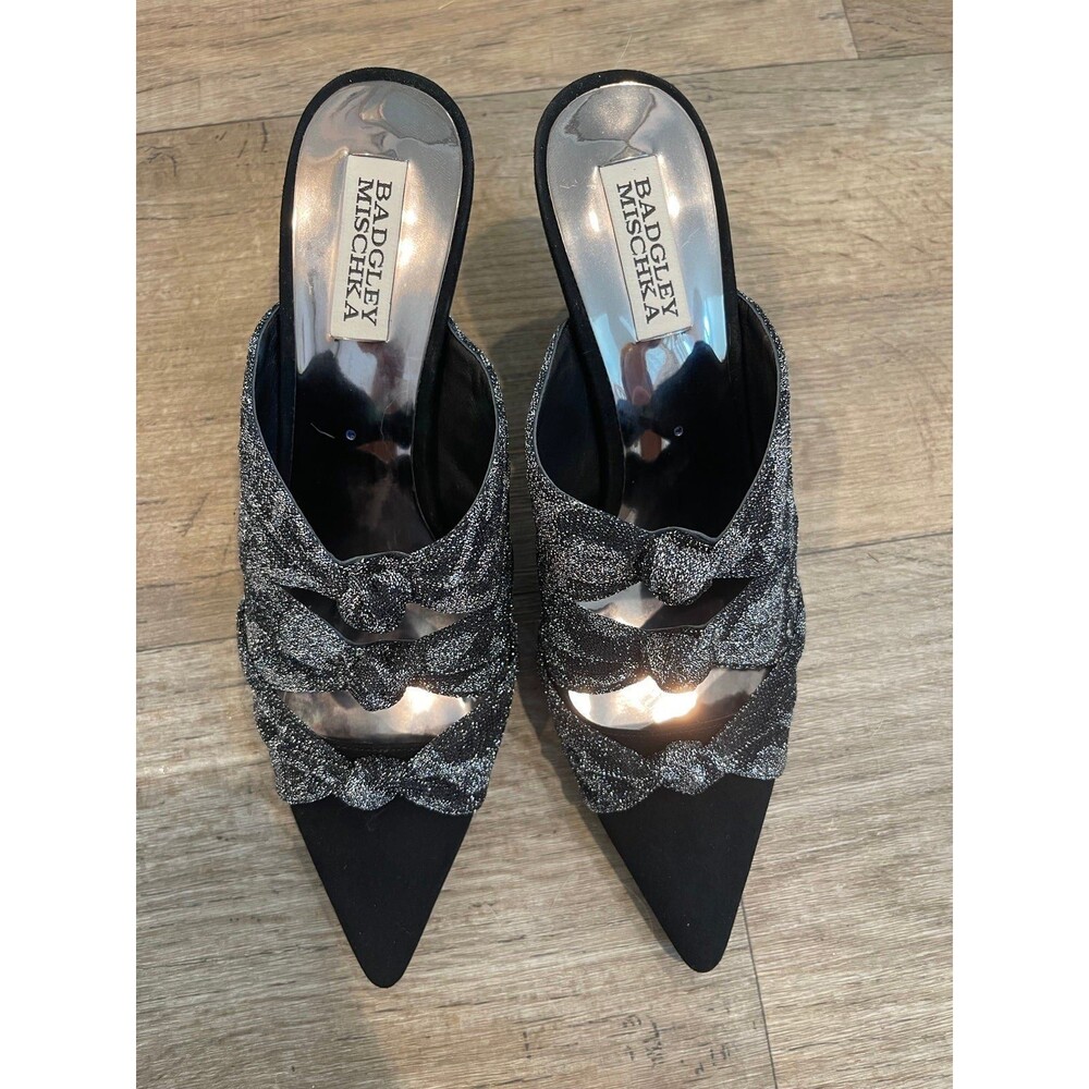 Badgley Mischka Mule black&silver About 2.4in Suitable for 8-8.5